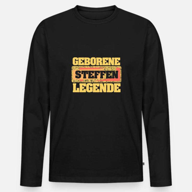 Steffen - Männer Premium Bio Langarmshirt - Schwarz