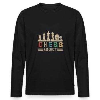 Lusitger Schachspieler Spruch I Schach - Männer Premium Bio Langarmshirt - Schwarz - Vorne - Nico (187cm)