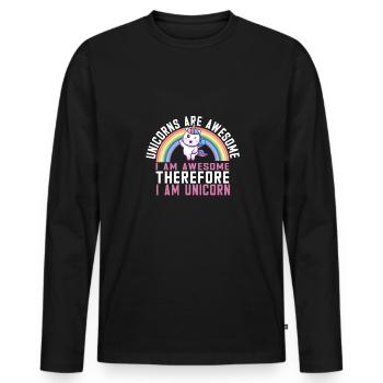 Lustiger Einhorn Spruch I Einhörner - Männer Premium Bio Langarmshirt - Schwarz - Vorne - Nico (187cm)