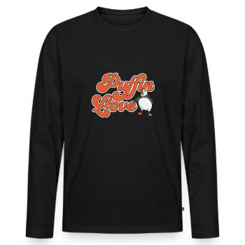 puffin puffin auke birds Lunde - Men's Premium Organic Long Sleeve Shirt - black - Front - Nico (187cm)