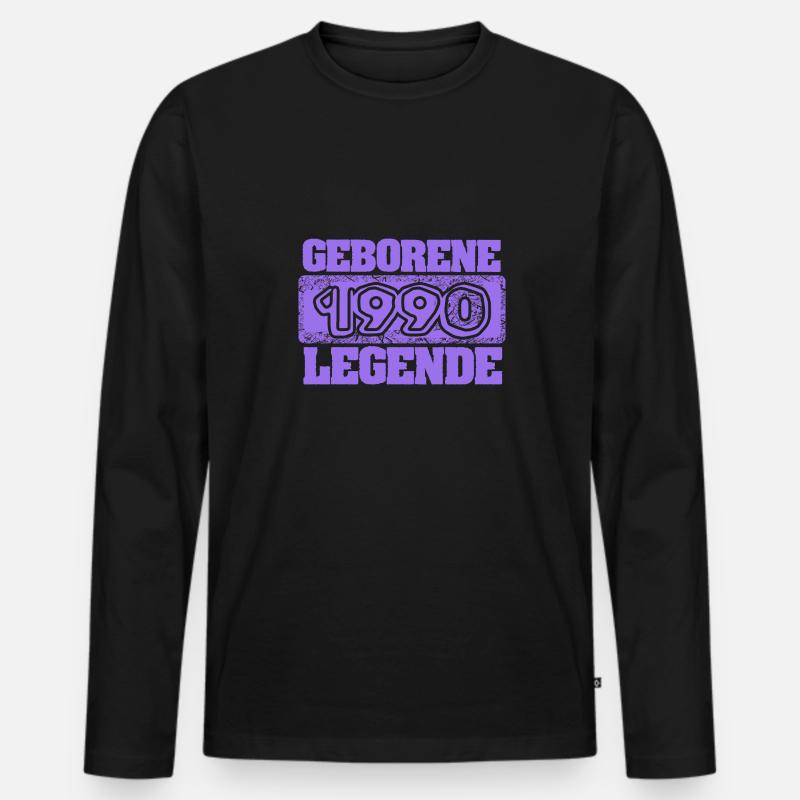 1990 - Männer Premium Bio Langarmshirt - Schwarz