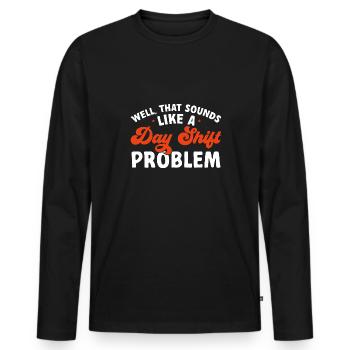 Night Shift Nurse - Men's Premium Organic Long Sleeve Shirt - black - Front - Nico (187cm)