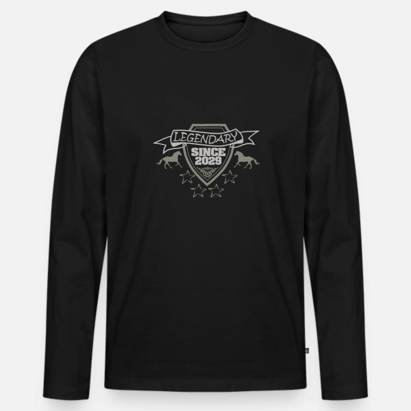 Reiten 2029 - Männer Premium Bio Langarmshirt - Schwarz
