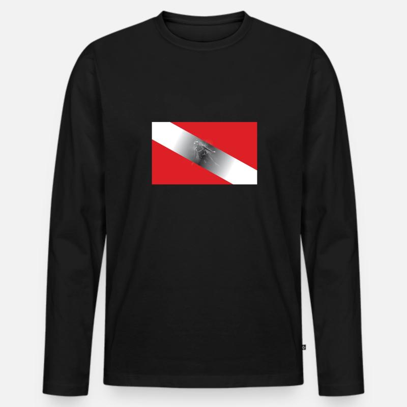 Diving Flagg - Männer Premium Bio Langarmshirt - Schwarz