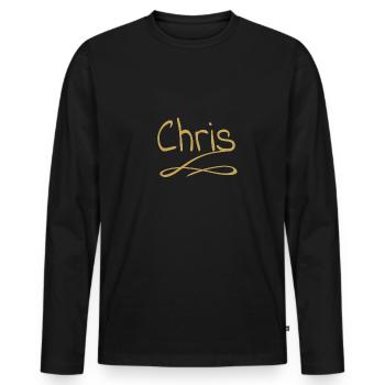 Vorname als chris - Männer Premium Bio Langarmshirt - Schwarz - Vorne - Nico (187cm)