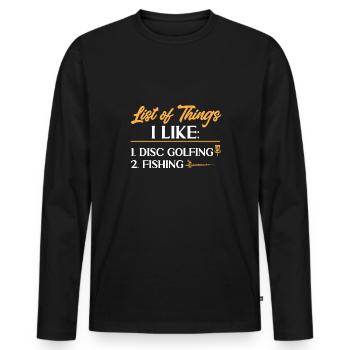 Discgolf Disc Golf Frisbee - Men's Premium Organic Long Sleeve Shirt - black - Front - Nico (187cm)