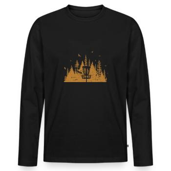 Discgolf Disc Golf Frisbee - Men's Premium Organic Long Sleeve Shirt - black - Front - Nico (187cm)