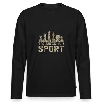 Lusitger Schachspieler Spruch I Schach - Männer Premium Bio Langarmshirt - Schwarz - Vorne - Nico (187cm)
