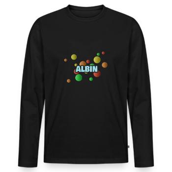 Vorname Albin - Männer Premium Bio Langarmshirt - Schwarz - Vorne - Nico (187cm)