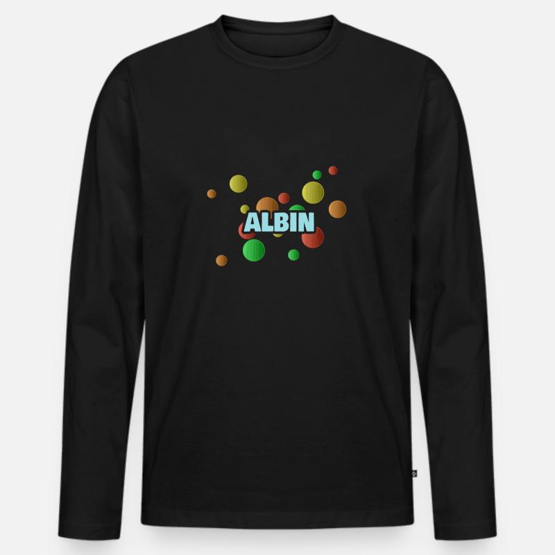 Vorname Albin - Männer Premium Bio Langarmshirt - Schwarz