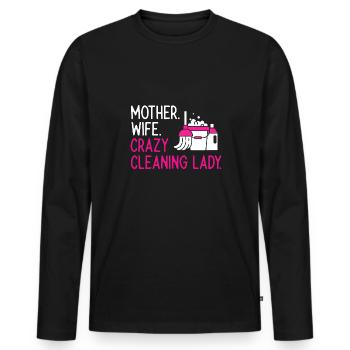 Aide domestique, femme de ménage, femme de ménage - T-shirt manches longues Premium bio Homme - noir - Devant - Nico (187cm)