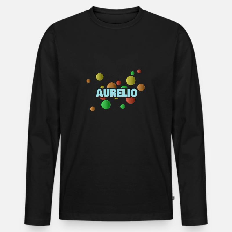 Vorname Aurelio - Männer Premium Bio Langarmshirt - Schwarz