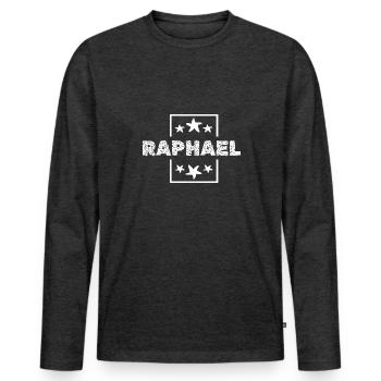 Geschenk für Raphael - Männer Premium Bio Langarmshirt - Anthrazit meliert - Vorne - Nico (187cm)