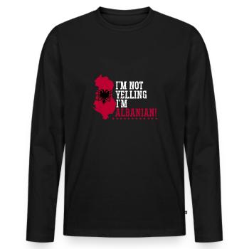 Drapeau albanais Aigle albanais Shqiponja - T-shirt manches longues Premium bio Homme - noir - Devant - Nico (187cm)