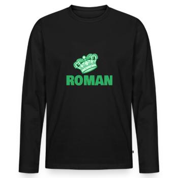 Cadeau pour Roman - T-shirt manches longues Premium bio Homme - noir - Devant - Nico (187cm)