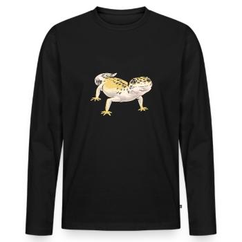 Leopard Gecko Reptile Pet Gecko - Men's Premium Organic Long Sleeve Shirt - black - Front - Nico (187cm)