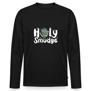Holy Smudge Sage Cleansing Smudging Energy Healing - Men's Premium Organic Long Sleeve Shirt - black - Front - Nico (187cm)