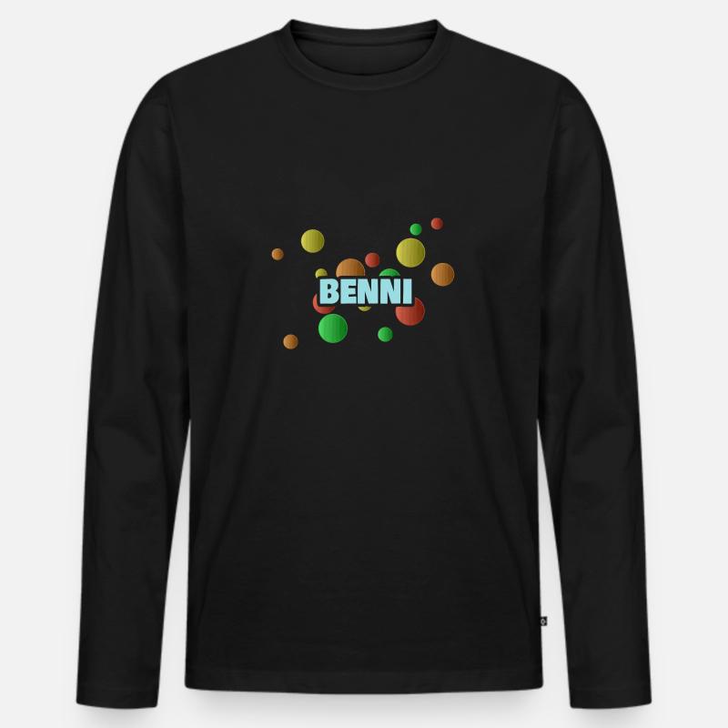 Benni Benni - Männer Premium Bio Langarmshirt - Schwarz