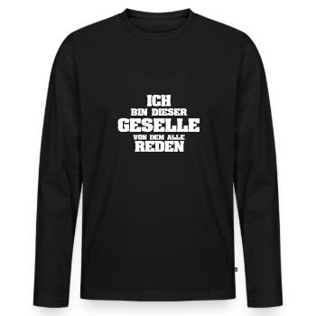 Compagnon - T-shirt manches longues Premium bio Homme - noir - Devant - Nico (187cm)
