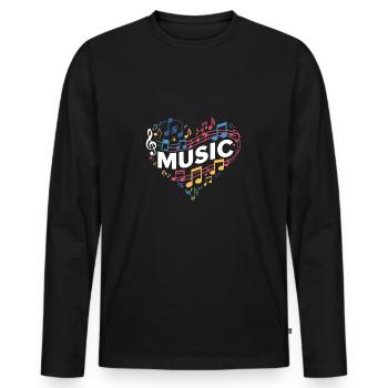 Heart and music make music with heart - Men's Premium Organic Long Sleeve Shirt - black - Front - Nico (187cm)
