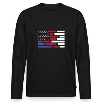American Flag Coder Coding Computer Nerd - Männer Premium Bio Langarmshirt - Schwarz - Vorne - Nico (187cm)