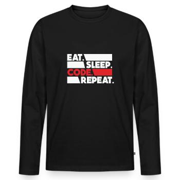 Eat Sleep Code Repeat Programmeur Devloper - T-shirt manches longues Premium bio Homme - noir - Devant - Nico (187cm)