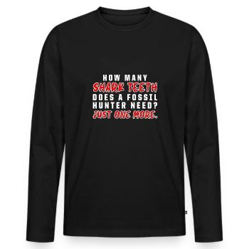 Megalodon Shark Tooth Fossil Collector Gift - Men's Premium Organic Long Sleeve Shirt - black - Front - Nico (187cm)