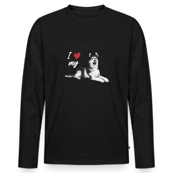 Alaskan Malamute Hund - Männer Premium Bio Langarmshirt - Schwarz - Vorne - Nico (187cm)