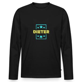 Prénom pour l’anniversaire de Dieter Dieter - T-shirt manches longues Premium bio Homme - noir - Devant - Nico (187cm)