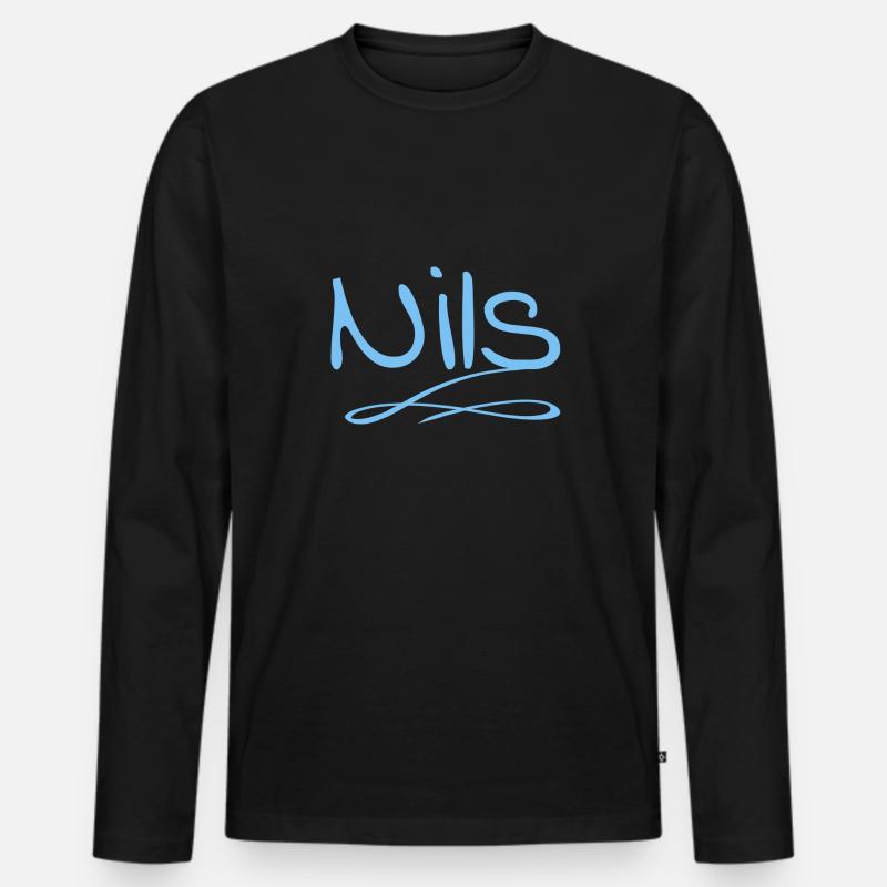 Nils als Nils - Männer Premium Bio Langarmshirt - Schwarz