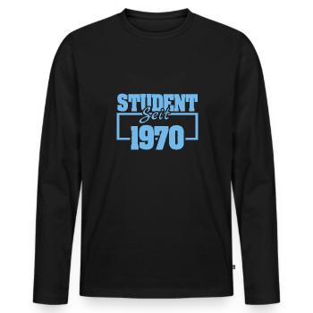 seit 1970 - Männer Premium Bio Langarmshirt - Schwarz - Vorne - Nico (187cm)