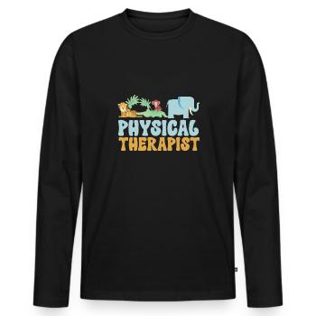 Physiotherapie Kinderphysiotherapeutin - Männer Premium Bio Langarmshirt - Schwarz - Vorne - Nico (187cm)