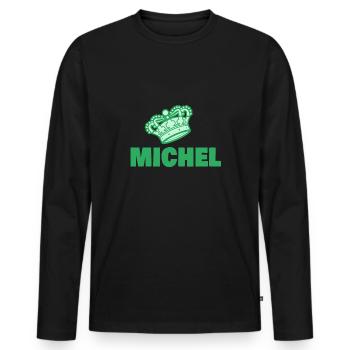 First name Michel - Men's Premium Organic Long Sleeve Shirt - black - Front - Nico (187cm)