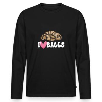 Ball Python Schlange Königspython - Männer Premium Bio Langarmshirt - Schwarz - Vorne - Nico (187cm)
