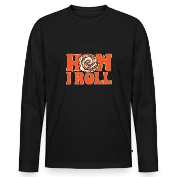 Zimtschnecke - Männer Premium Bio Langarmshirt - Schwarz - Vorne - Nico (187cm)