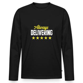 Livraison de colis fournisseur - T-shirt manches longues Premium bio Homme - noir - Devant - Nico (187cm)