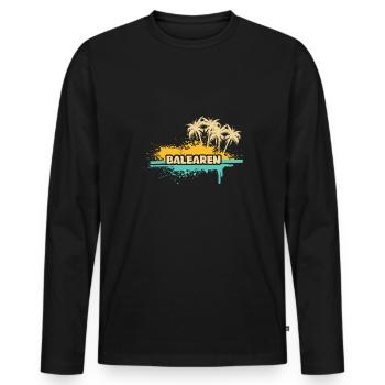 Vacances Îles Baléares - T-shirt manches longues Premium bio Homme - noir - Devant - Nico (187cm)