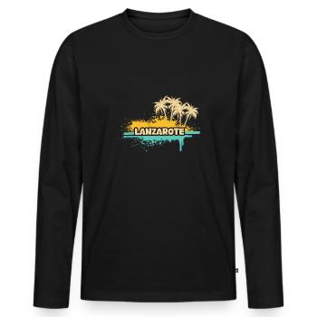 Vacances Lanzarote - T-shirt manches longues Premium bio Homme - noir - Devant - Nico (187cm)
