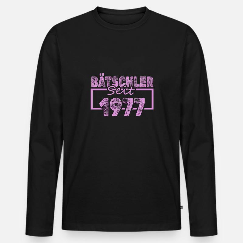 1977 - Männer Premium Bio Langarmshirt - Schwarz