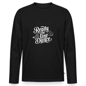 Line Dance mein Tanzsport und meine Passion - Männer Premium Bio Langarmshirt - Schwarz - Vorne - Nico (187cm)