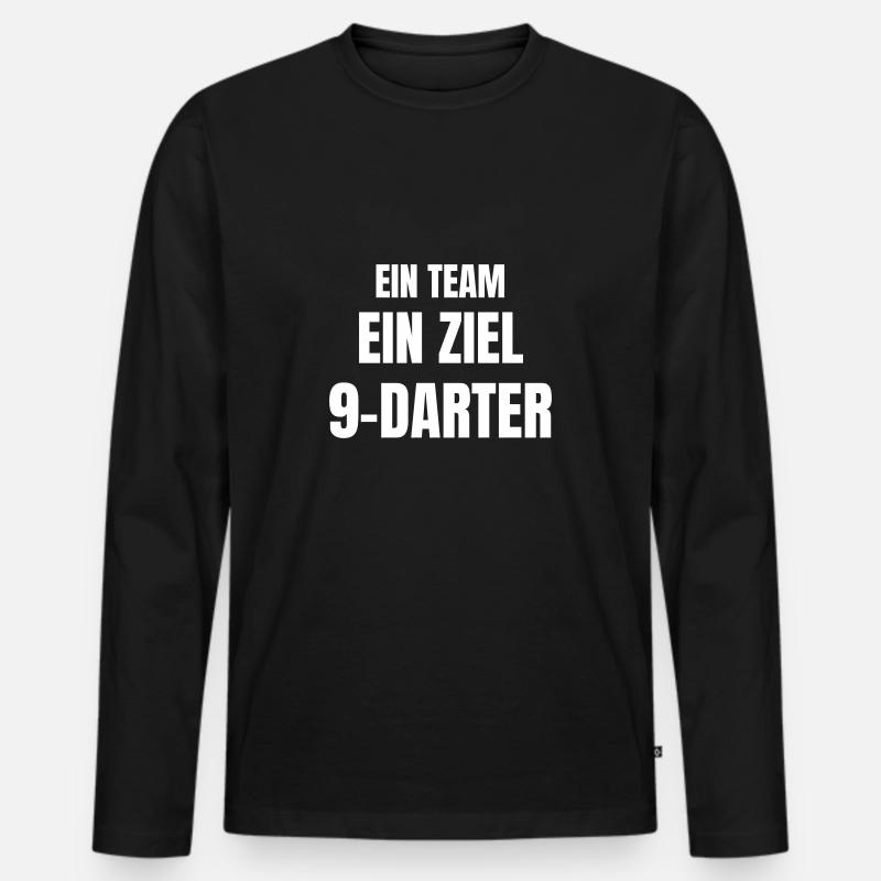 Ein Team, ein Ziel, 9-Darter. - Männer Premium Bio Langarmshirt - Schwarz