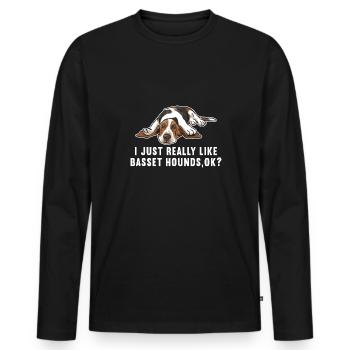 Cadeau Basset Hound - T-shirt manches longues Premium bio Homme - noir - Devant - Nico (187cm)