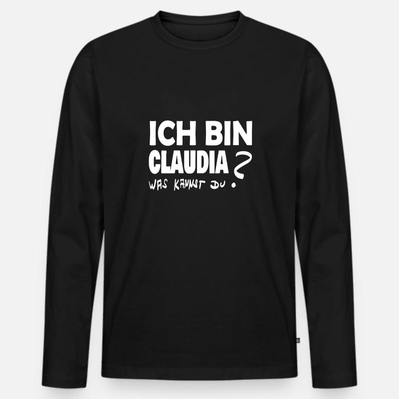 claudia - Männer Premium Bio Langarmshirt - Schwarz