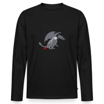 Graupapagei African Grey Parrot Papagei - Men's Premium Organic Long Sleeve Shirt - black - Front - Nico (187cm)