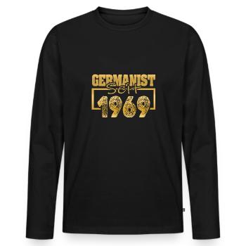 Uni 1969 - Männer Premium Bio Langarmshirt - Schwarz - Vorne - Nico (187cm)
