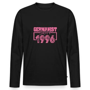 Studi 1996 - Männer Premium Bio Langarmshirt - Schwarz - Vorne - Nico (187cm)
