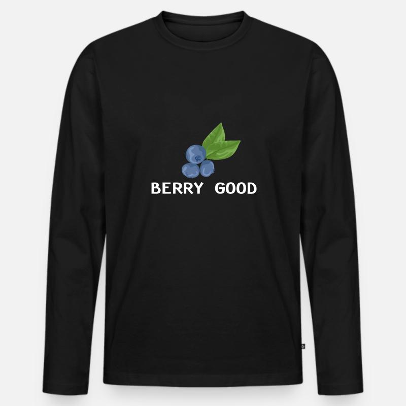 Heidelbeere Frucht Blaubeere - Männer Premium Bio Langarmshirt - Schwarz