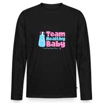 Annonce de naissance sexe révéler bébé fête bébé - T-shirt manches longues Premium bio Homme - noir - Devant - Nico (187cm)