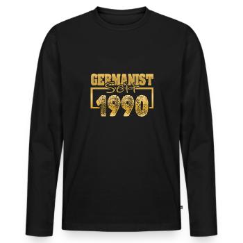 Studium 1990 - Männer Premium Bio Langarmshirt - Schwarz - Vorne - Nico (187cm)