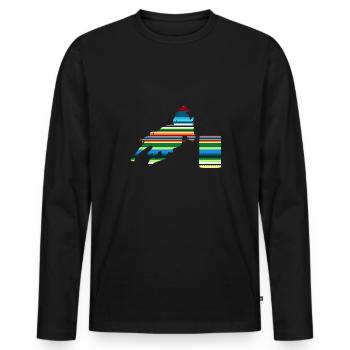 Cheval de course de barils de rodéo - T-shirt manches longues Premium bio Homme - noir - Devant - Nico (187cm)